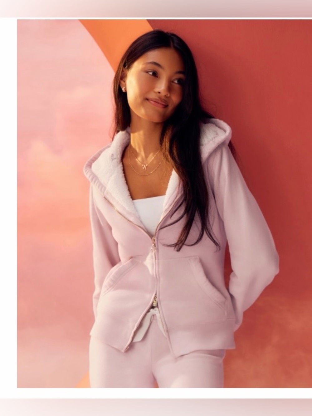 Hollister x Crocs Sherpa-Lined Zip-Up Pink Milk Hoodie Jacket Size S